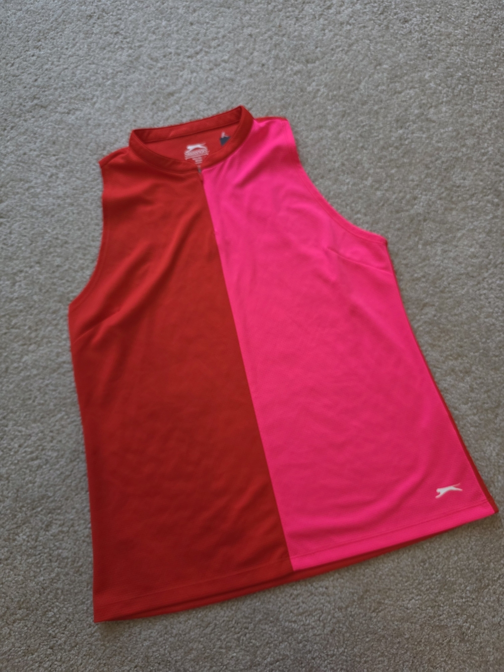 Slazenger Red and Hot Pink Performance Golf Tank Large